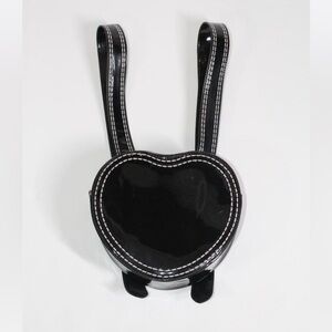 Valfre Delia Black Patent Heart Backpack with Pink Lining